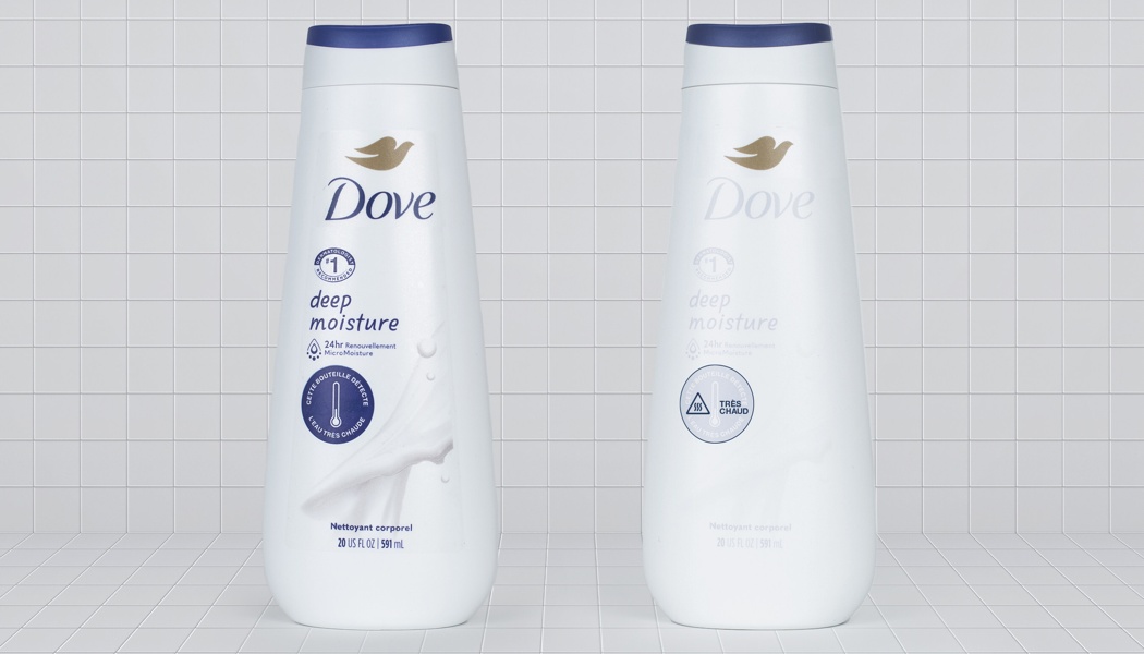 Dove lance un gel douche avec une étiquette qui détecte l'eau très chaude